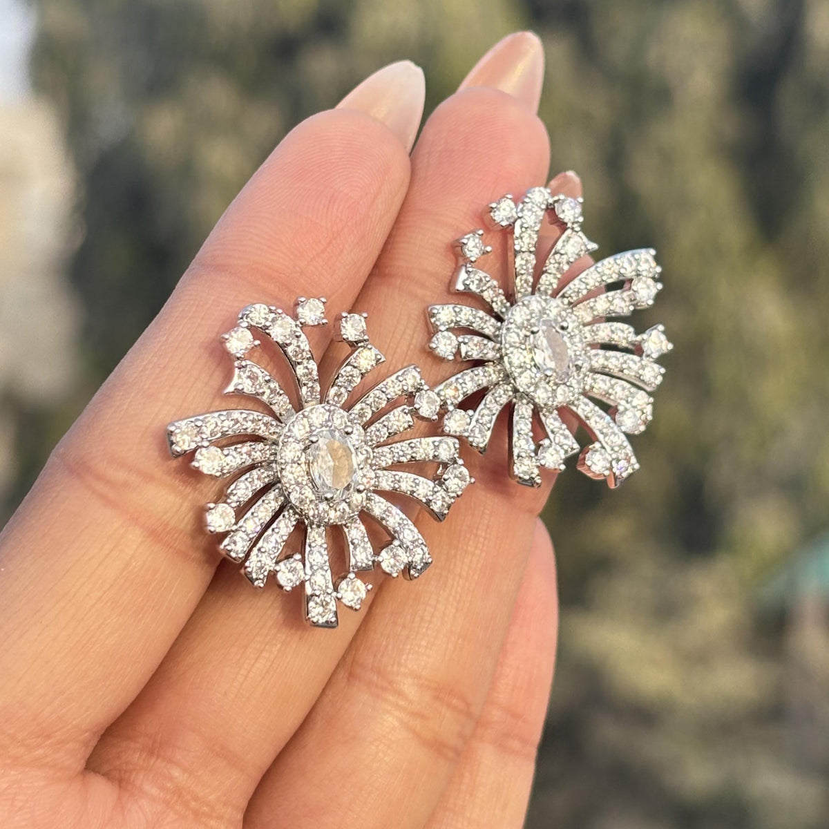 Large Moissanite Diamond Earrings Big Statement Studs Chunky CZ Oversized Cubic Zirconia Wedding Gift