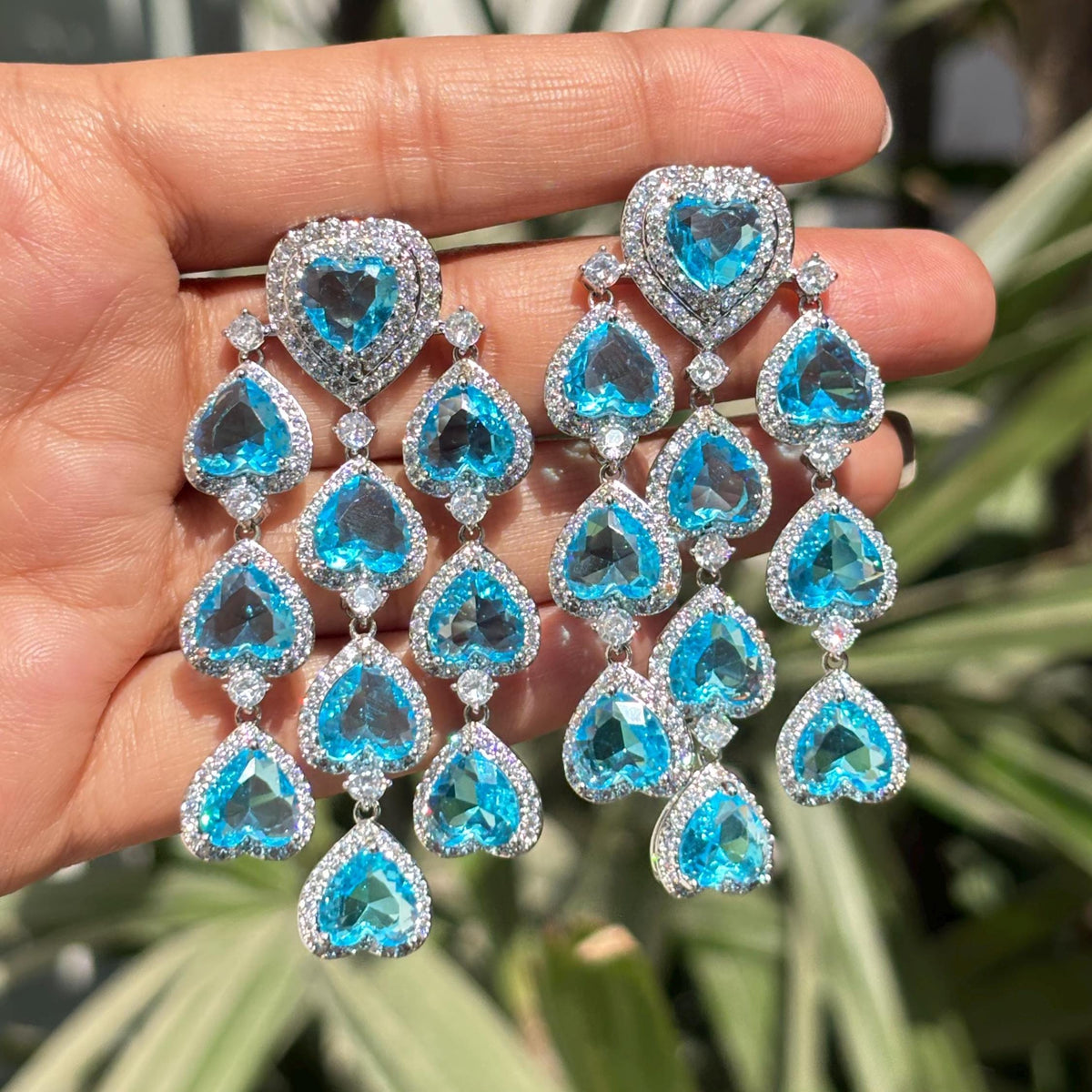 Aquamarine Diamond Earrings Statement CZ Moissanite Large Aqua Blue Stone Jewelry Cubic Zirconia Wedidng