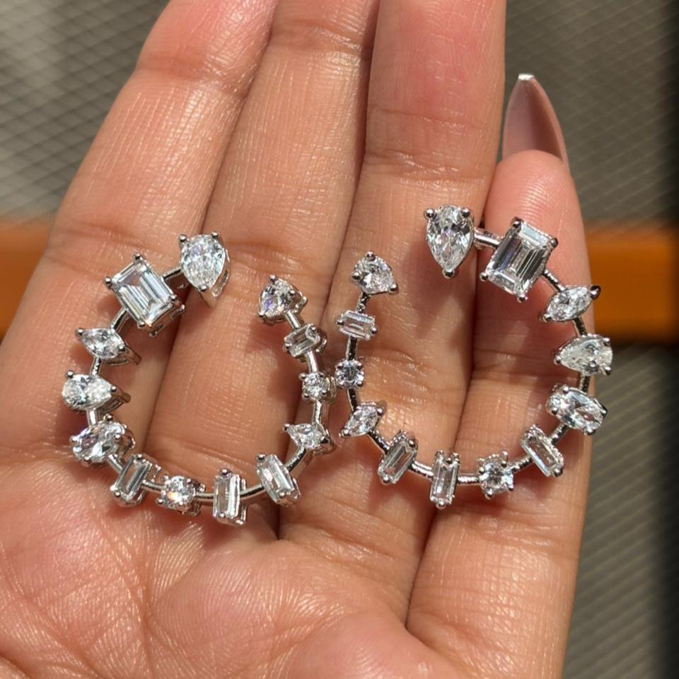 Large Moissanite Diamond Earrings Big Studs Statement Oversized Huge Cubic Zirconia CZ Engagement Jewelry