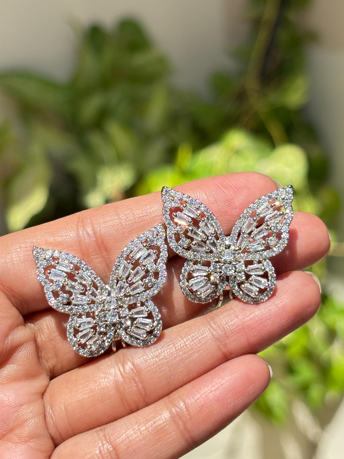 Large Butterfly Earrings CZ Moissanite Diamond Statement Studs Big Butterfly Shape Cocktail Jewelry Gift