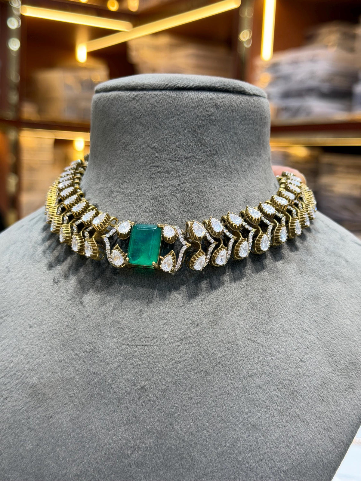 Polki Necklace Emerald Doublet Kundan Choker Sabyasachi Inspired Moissanite Polki Diamond Green Indian Jewelry