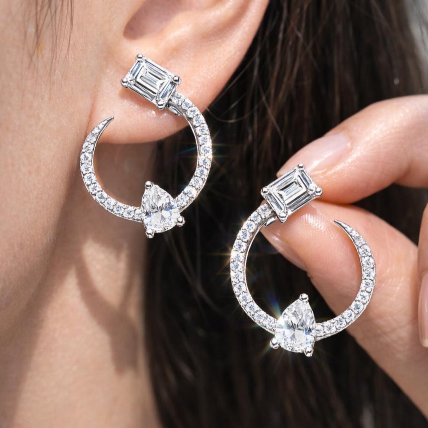 moissanite earrings, diamond earrings, statement earrings, bridal earrings, wedding jewelry, cubic zirconia earrings, luxury earrings, designer earrings, party earrings, cocktail jewelry, gift for her, engagement earrings, trendy earrings, aesthetic jewelry, premium jewelry