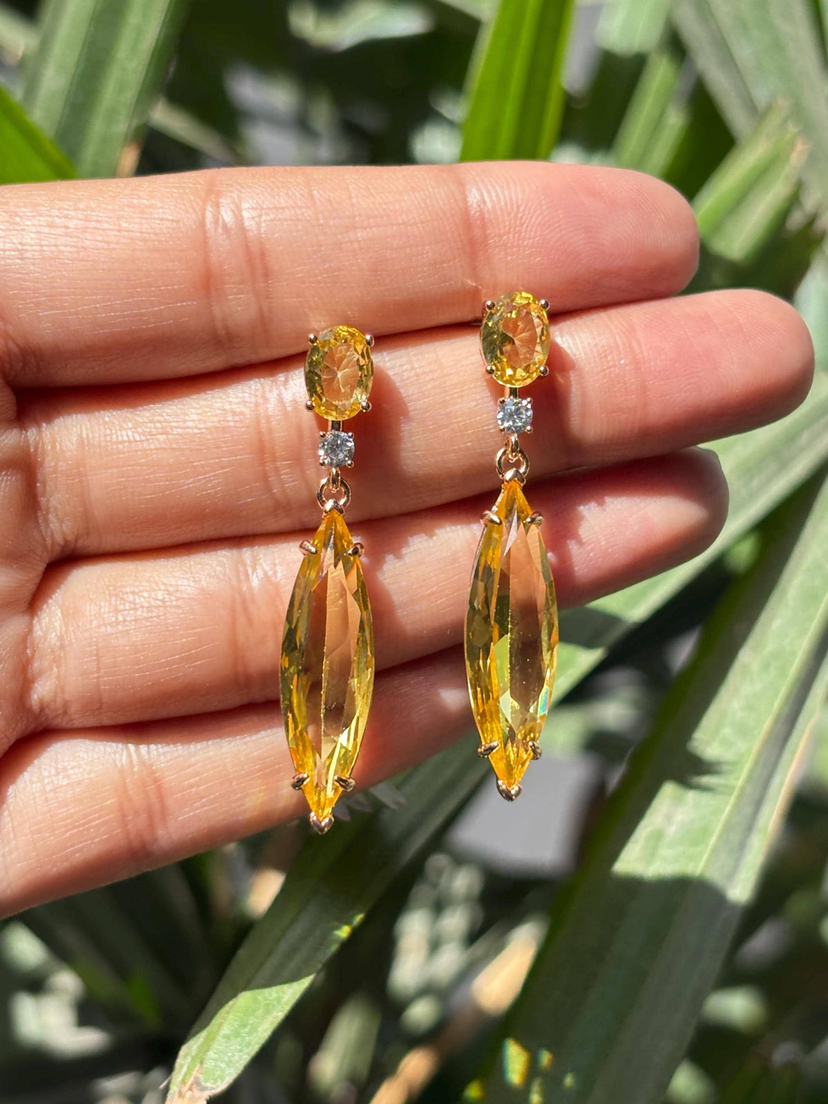 Yellow Diamond Earrings Dangle Statement Canary Stone Moissanite Cubic Zirconia Yellow Sapphire Jewelry Wedding