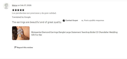 Moissanite Diamond Earrings Large Statement Teardrop Shape Cubic Zirconia Moissanite Jewelry CZ Wedding Gift