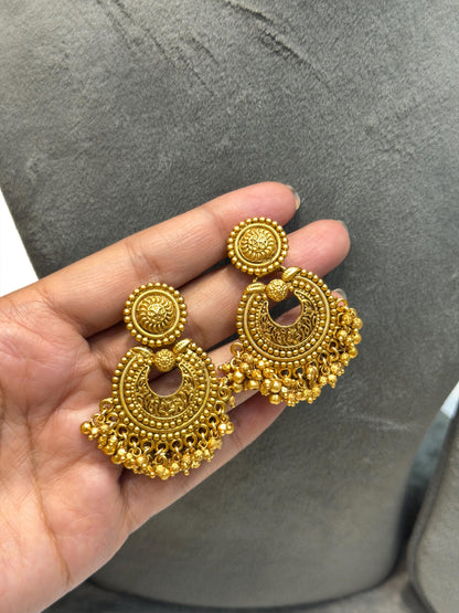 Indian Necklace Antique Gold Jewelry South India Jewelry Golden Choker Chandbali Earrings Maang Tikka