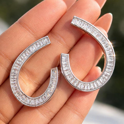 Large Statement Studs Moissanite Diamond Earrings CZ Cubic Zirconia Big Open Stud Moissanite Jewelry
