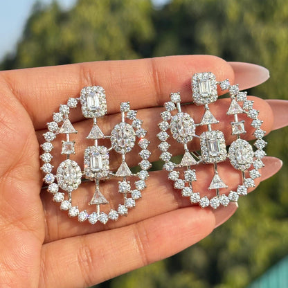 Large Moissanite Diamond Earrings Statement Oversized Studs Big Chunky CZ Designer Bride Wedding Gift