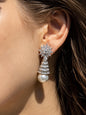 Moissanite Diamond Pearl Drop Earrings Statement Dangle Pearl Cubic Zirconia CZ Bride Wedding Jewelry