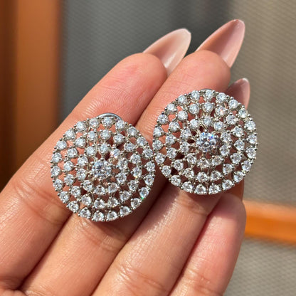 Large Moissanite Diamond Earrings Statement Studs Big Chunky CZ Cubic Zirconia Designer Wedding Gift