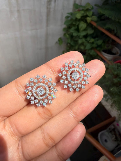 Moissanite Diamond Earrings Large Statement Studs Big Huge CZ Cubic Zirconia Wedding Gift Her