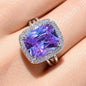 Purple Sapphire Ring Large Statement Moissanite Diamond Leavender Purple Stone Jewelry Huge Engagement Rings