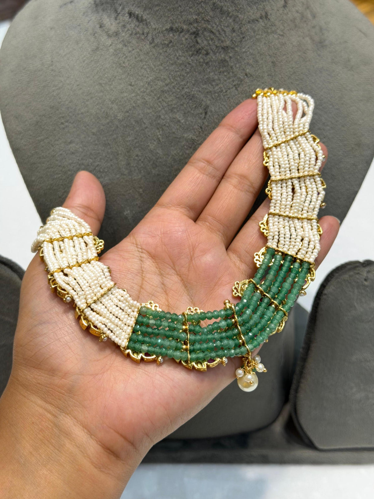 Polki Necklace Emerald Ruby Indian Jewelry Sabyasachi Inspired Peacock Green Choker Gold Bridal Choker