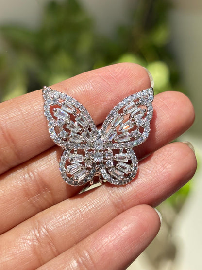 Large Butterfly Earrings CZ Moissanite Diamond Statement Studs Big Butterfly Shape Cocktail Jewelry Gift