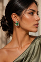 Large Studs Multicolor Earrings Statement Teal Sapphire Moissanite Mix Stone Oval Shape Designer Jewelry