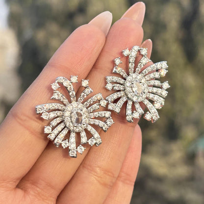 Large Moissanite Diamond Earrings Big Statement Studs Chunky CZ Oversized Cubic Zirconia Wedding Gift
