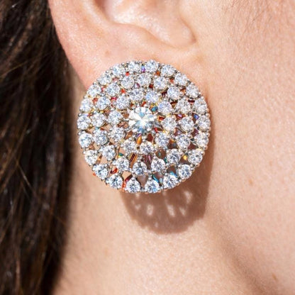 Large Moissanite Diamond Earrings Statement Studs Big Chunky CZ Cubic Zirconia Designer Wedding Gift