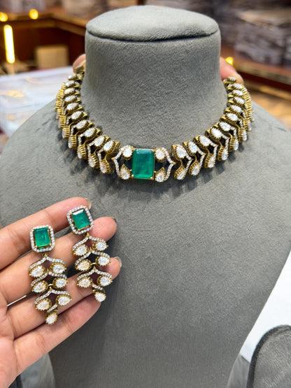 Polki Necklace Emerald Doublet Kundan Choker Sabyasachi Inspired Moissanite Polki Diamond Green Indian Jewelry