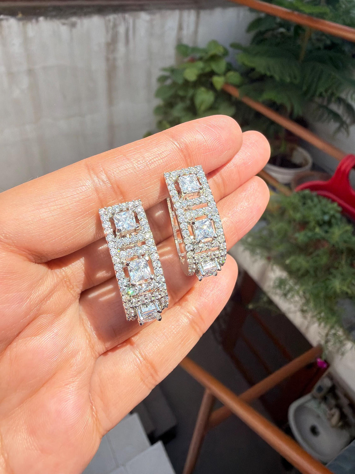 Moissanite Diamond Hoop Earrings Statement Prom Jewelry Designer Cubic Zirconia Hoops Birthday Gift Her