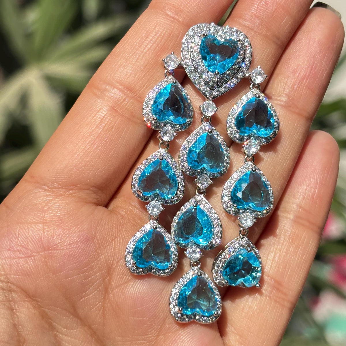 Aquamarine Diamond Earrings Statement CZ Moissanite Large Aqua Blue Stone Jewelry Cubic Zirconia Wedidng