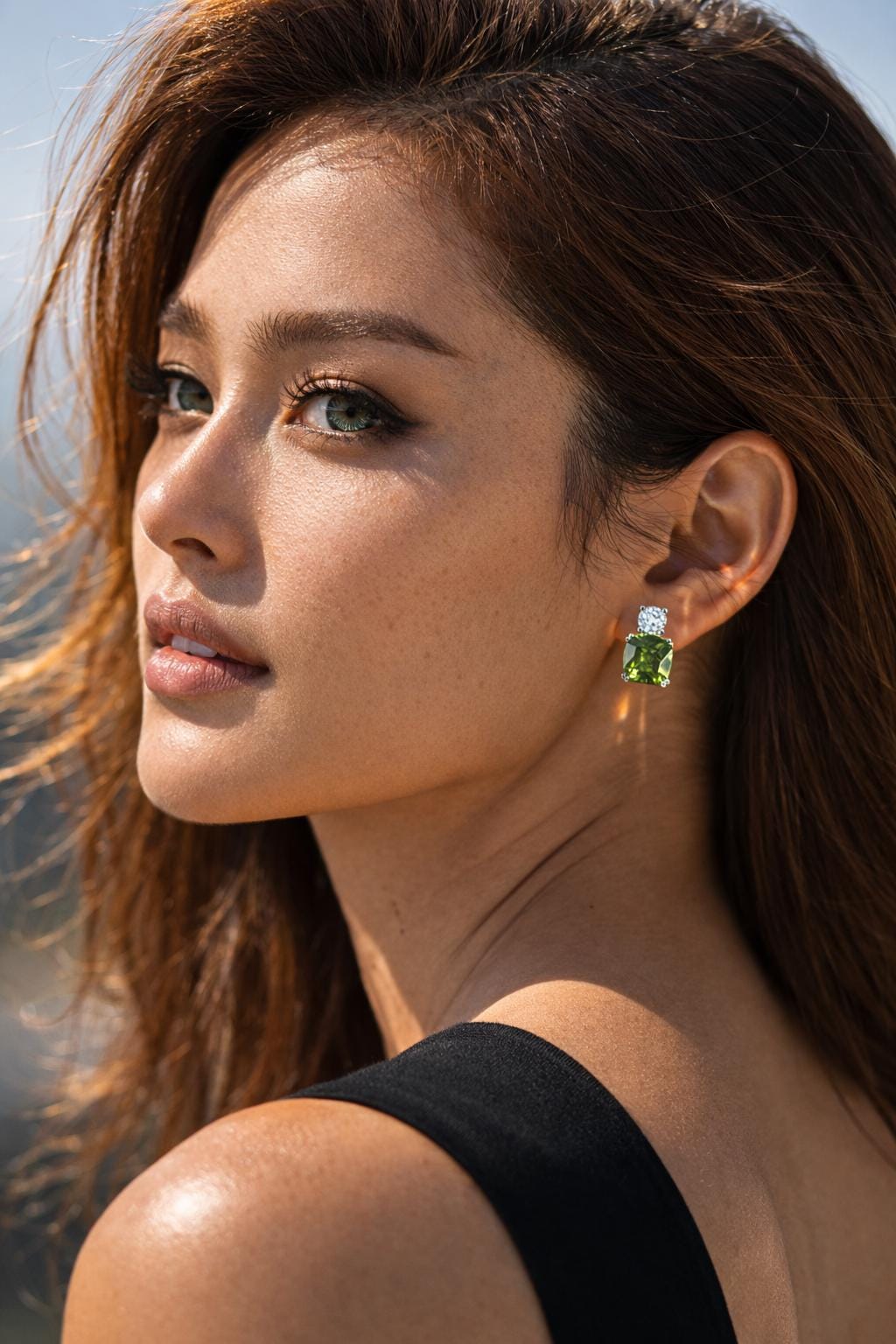 Peridot Earrings Small CZ Moissanite Diamond Green Stone Statement Designer Peridot Jewelry Gift Her