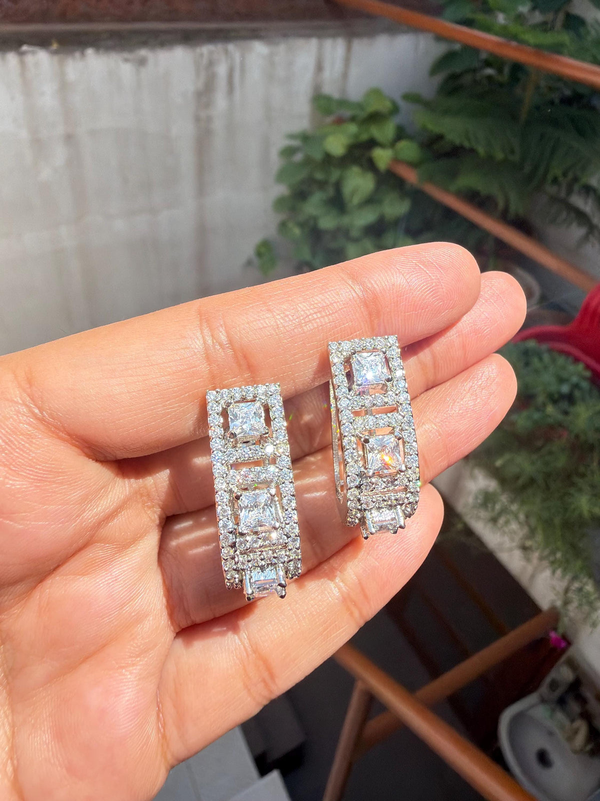 Moissanite Diamond Hoop Earrings Statement Prom Jewelry Designer Cubic Zirconia Hoops Birthday Gift Her