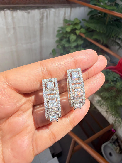 Moissanite Diamond Hoop Earrings Statement Prom Jewelry Designer Cubic Zirconia Hoops Birthday Gift Her