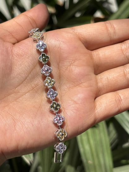 Multicolor Tennia Bracedlet Statement Light Color Mix Stone Jewelry CZ Moissanite Cubic Zirconia Wedding