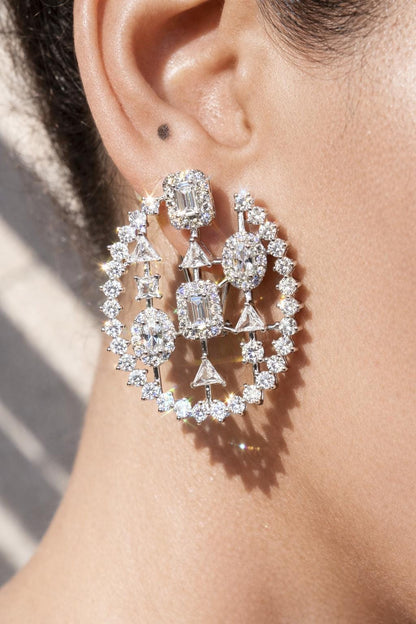 Large Moissanite Diamond Earrings Statement Oversized Studs Big Chunky CZ Designer Bride Wedding Gift