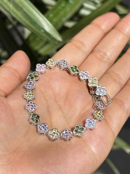 Multicolor Tennia Bracedlet Statement Light Color Mix Stone Jewelry CZ Moissanite Cubic Zirconia Wedding