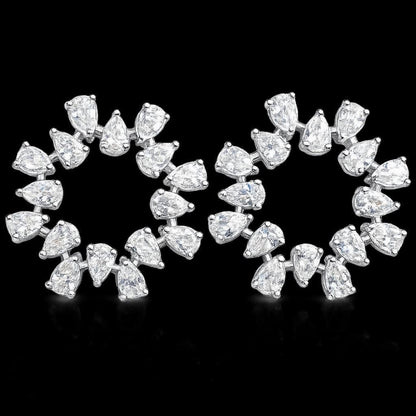 Moissanite Diamond Earrings Large Statement Studs Circle Shape CZ Cubic Zirconia Cocktail Wedding Gift