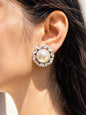 Huge Pearl Diamond Earrings Statement CZ Moissanote Large Studs Cubic Ziconia Bride Wedding Gift
