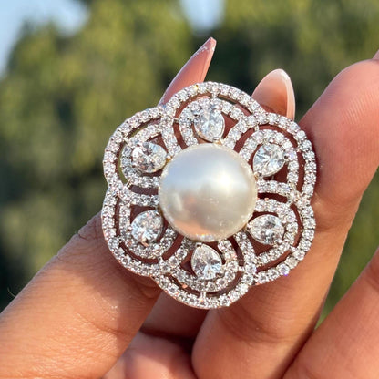 Large Pearl Stud Earrings Moissanite CZ Diamond Cubic Zirconia Big Huge Bride Wedding Gift