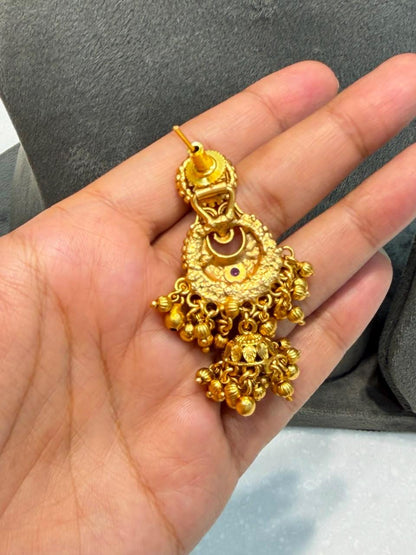 Indian Necklace Antique Gold Plated Bridal Choker South Indian Jewelry Temple Wedding Golden Set
