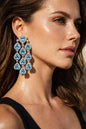 Aquamarine Diamond Earrings Statement CZ Moissanite Large Aqua Blue Stone Jewelry Cubic Zirconia Wedidng