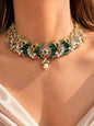 Polki Necklace Emerald Ruby Indian Jewelry Sabyasachi Inspired Peacock Green Choker Gold Bridal Choker