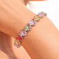 Multicolor Bracelet Tennis Statement Moissanite Diamond Cubic Zirconia Colorful Mix Stone Jewelry Anniversary Gift