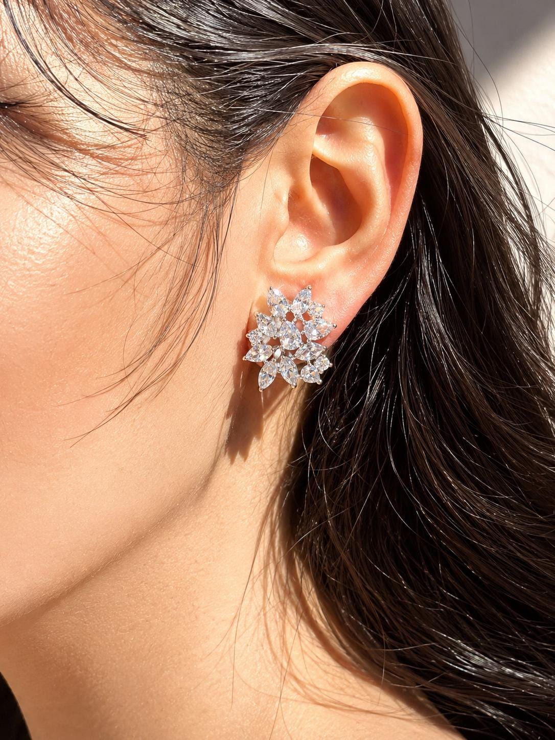 Large Moissanite Diamond Earrings Statement Studs Moissanite CZ Cubic Zirconia Designer Wedding Gift Her