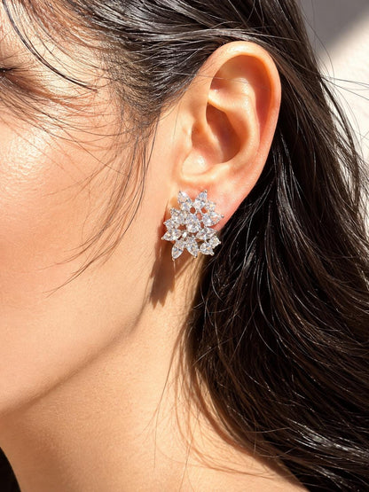 Large Moissanite Diamond Earrings Statement Studs Moissanite CZ Cubic Zirconia Designer Wedding Gift Her
