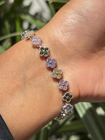 Multicolor Tennia Bracedlet Statement Light Color Mix Stone Jewelry CZ Moissanite Cubic Zirconia Wedding