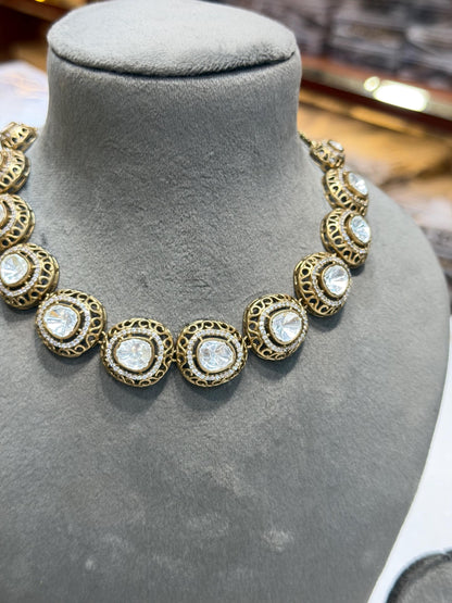 Polki Necklace Sabyasachi Inspired Moissanite Polki Diamond Choker Victorian Indian Wedding Kundan Jewelry Set