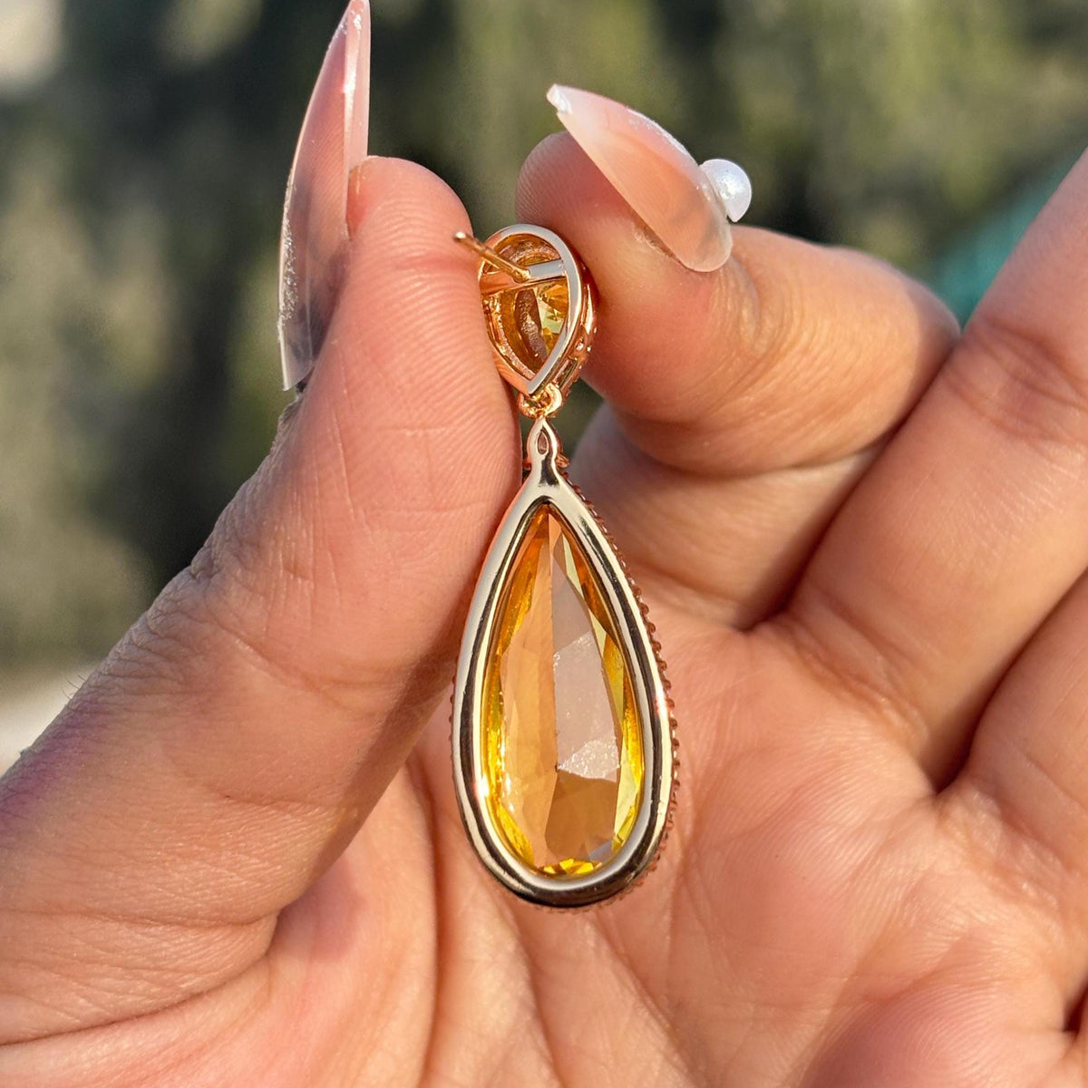 Yellow Diamond Earrings Statement CZ Moissanite Cubic Zirconia Yellow Sapphire Stone Jewelry Wedding Gift