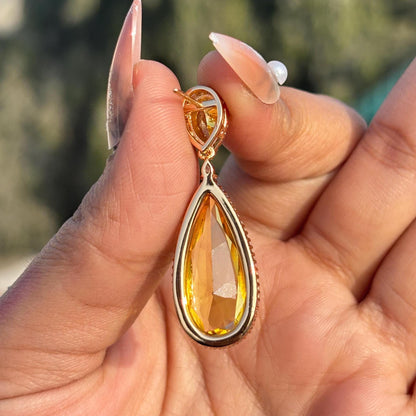 Yellow Diamond Earrings Statement CZ Moissanite Cubic Zirconia Yellow Sapphire Stone Jewelry Wedding Gift