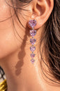 Pink Diamond Earrings Heart Shape Long Dangle Statement Moissanite Pink Sapphire Stone Cocktail Jewelry