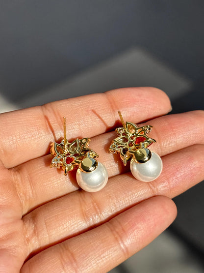 Multicolor Earrings Pearl Drop Statement Mix Stone Jewelry Multi Colorfull Cubic Zirconia Moissanite Designer