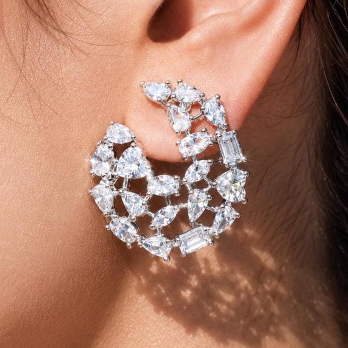 Moissanite Stateemnt Earrings CZ Cubic Zirconia Earrings Large Big Mix Stone Jewelry Wedding Gift