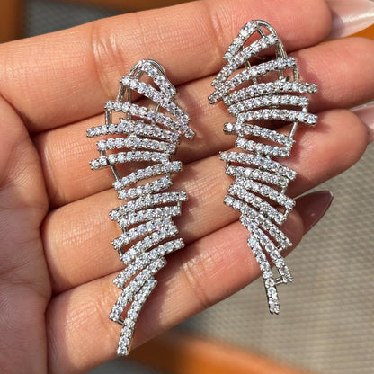 Moissanite Diamond Earrings Statement CZ Cubic Zirconia Pave Setting Moissanite Designer Inspired WEDDING Jewelry