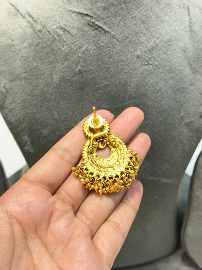 Indian Necklace Antique Gold Jewelry South India Jewelry Golden Choker Chandbali Earrings Maang Tikka