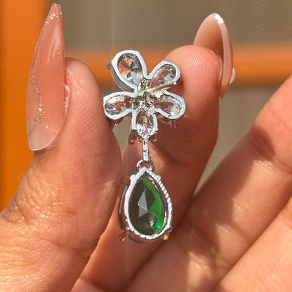 Emerald Earrings Dangle Drop Statement Moissanite CZ Green Diamond Jewelry Bride WEDDING Gift Her