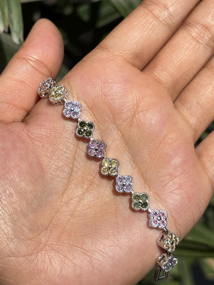 Multicolor Tennia Bracedlet Statement Light Color Mix Stone Jewelry CZ Moissanite Cubic Zirconia Wedding