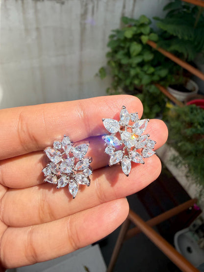 Large Moissanite Diamond Earrings Statement Studs Moissanite CZ Cubic Zirconia Designer Wedding Gift Her